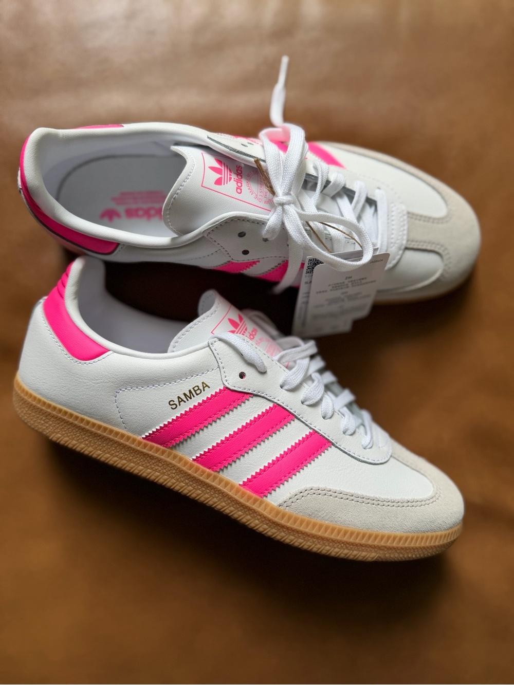 Adidas Samba White & Hot Lucid Pink Sneakers - Picture 6 of 10